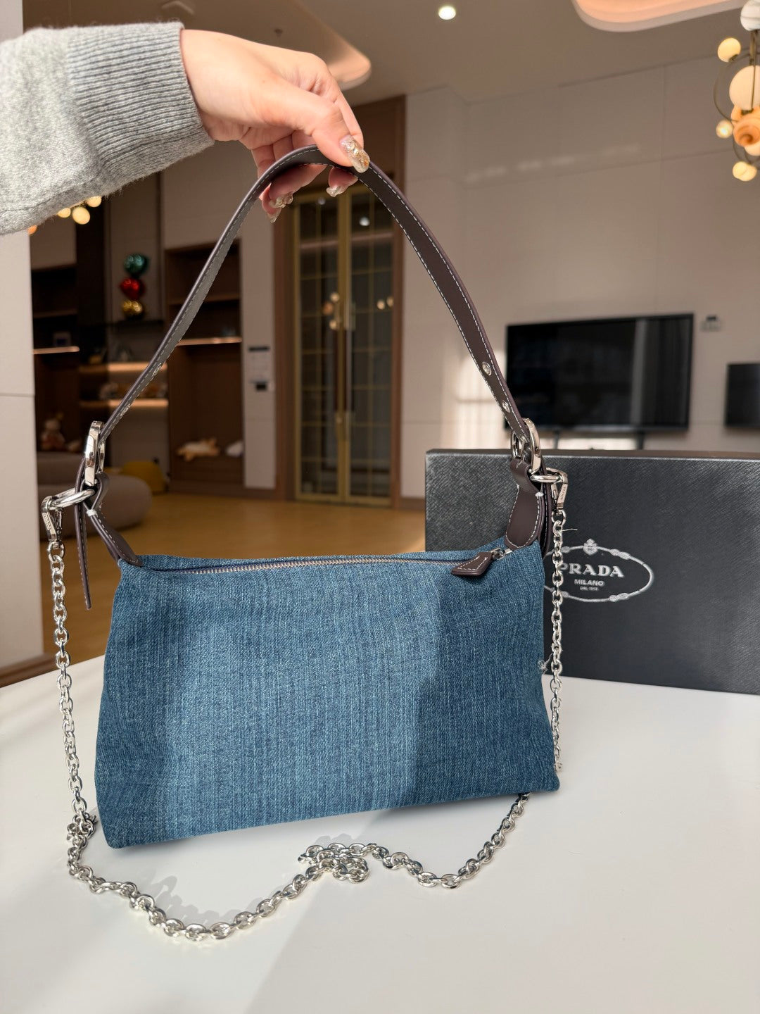 Prada Denim Shoulder 2-Way Bag (GWP)