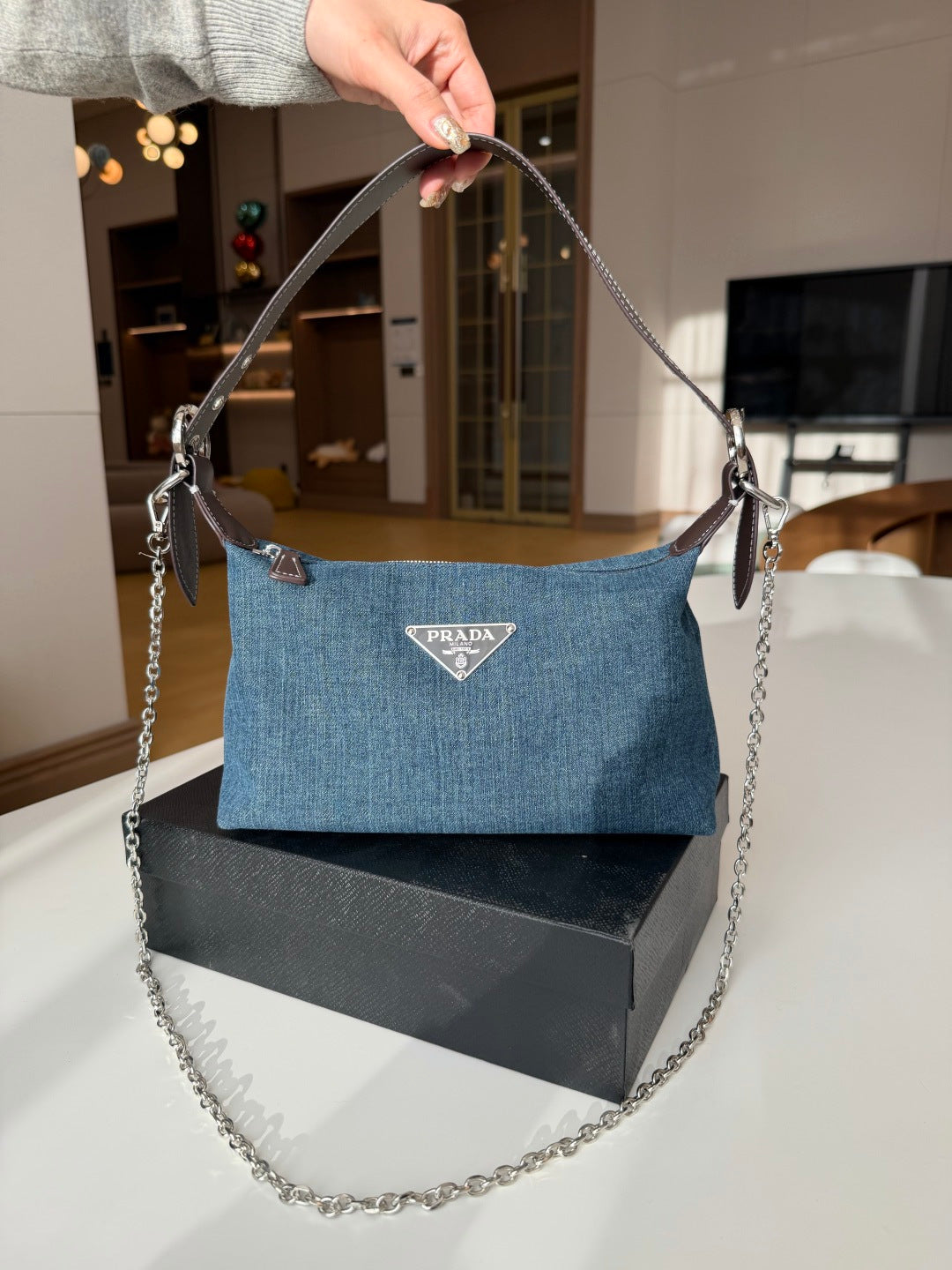 Prada Denim Shoulder 2-Way Bag (GWP)
