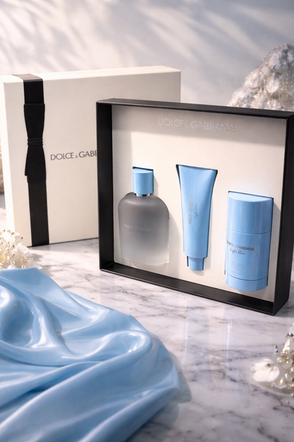 Dolce & Gabbana Light Blue Pour Homme Gift Set (3PC) – 100ml EDT + Shower Gel + Deodorant
