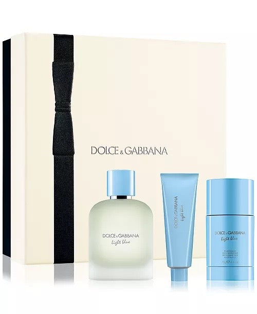 ✔️Dolce & Gabbana Light Blue Pour Homme Gift Set (3PC) – 100ml EDT + Shower Gel + Deodorant