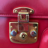 GUCCI Lady Lock Red Leather Vintage Handbag - Clairely Amazing