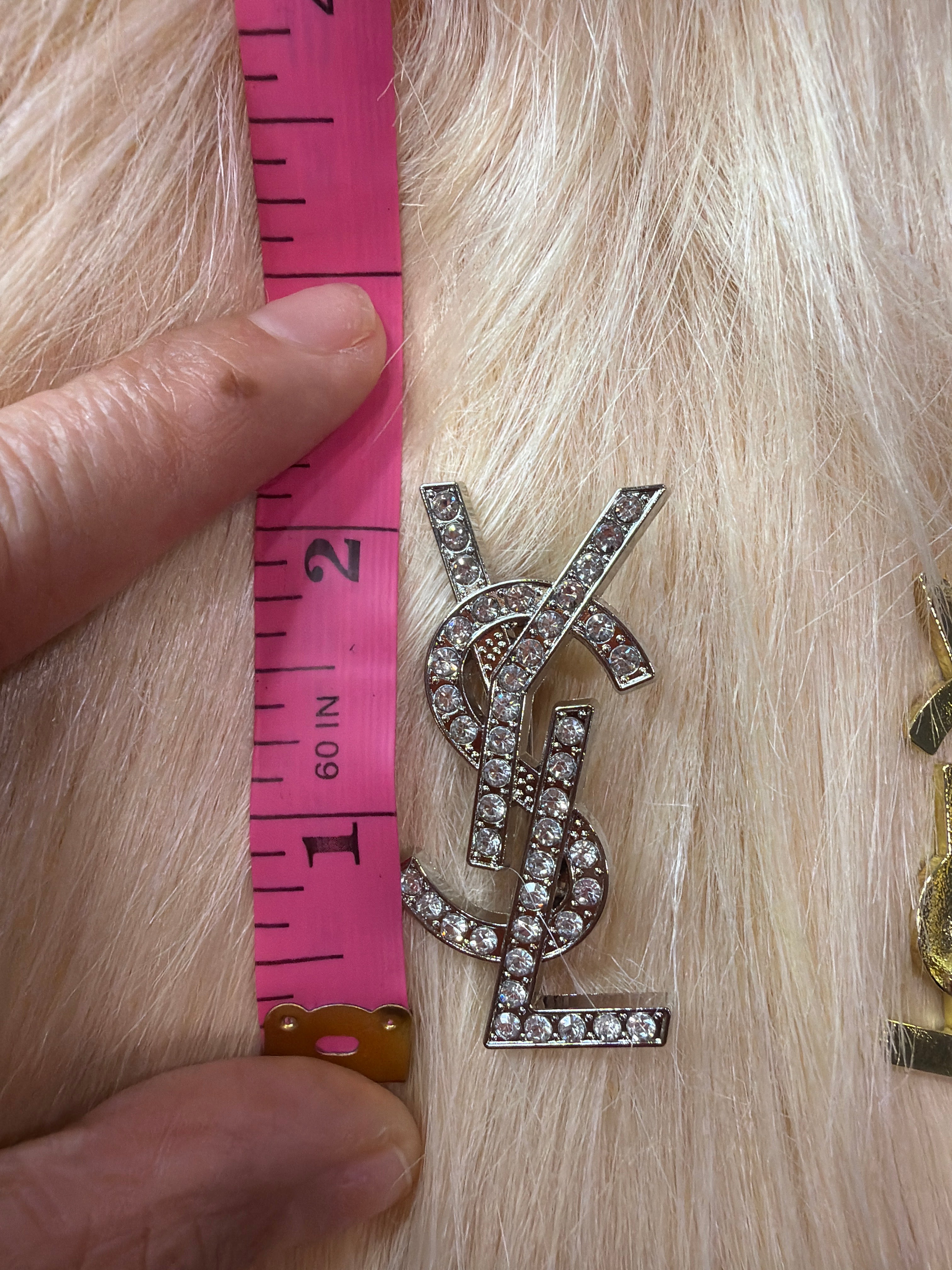 Crystal Monogram Style Brooch Pin – Gold or Silver Tone