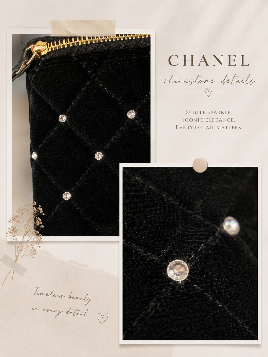 Chanel Beauty Velvet Rhinestone Vanity Crossbody Bag – Black (GWP)