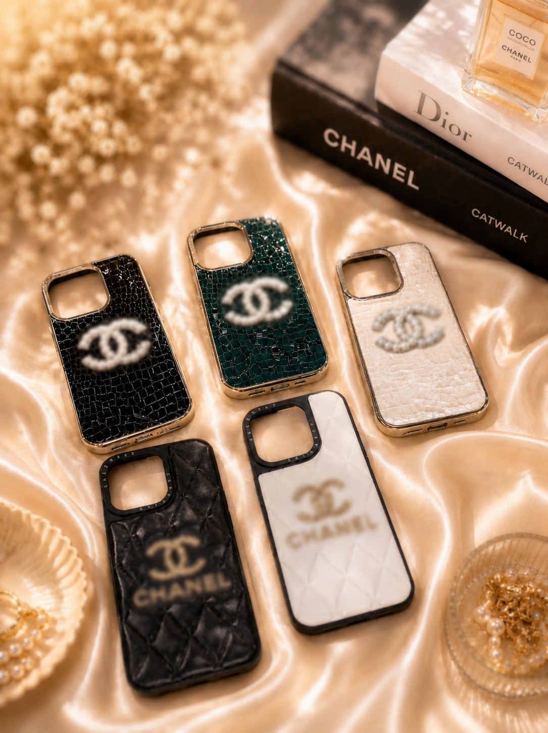 Luxe Quilted & Pearl Glam Phone Cases