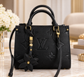 Embossed Floral Fashion Tote with Charm & Shoulder Strap