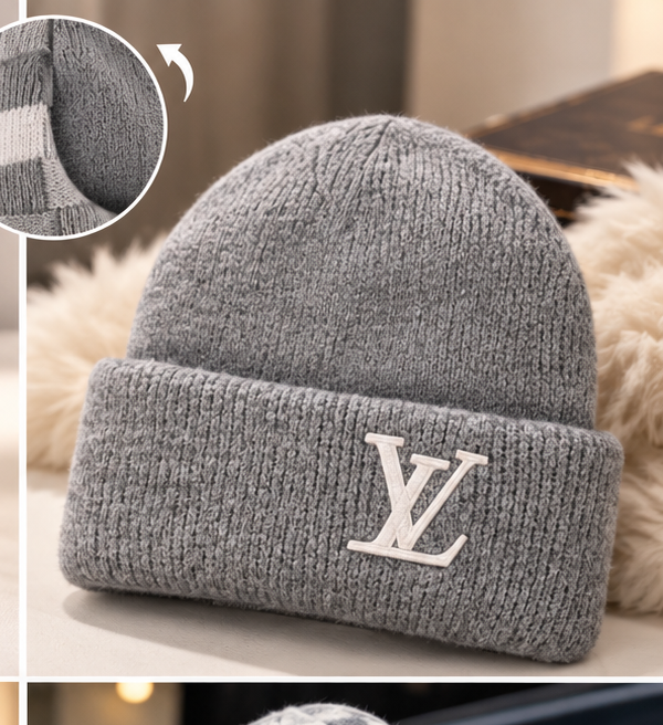 GWP Reversible Wool Knit Beanie – Gray & Checkered