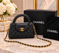 👑 Fashion Quilted Mini Top Handle & Shoulder Bag | Black & Ivory
