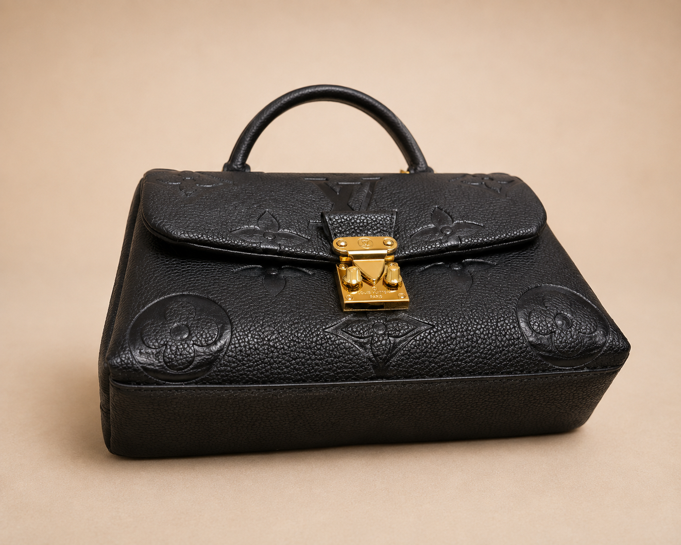 💎 Classic Embossed Leather Top Handle Fashion Crossbody Bag – Black