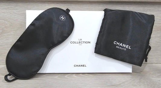 Chanel Black Silk Sleep Mask (GWP) with Box & Pouch – Luxury Travel Eye Mask