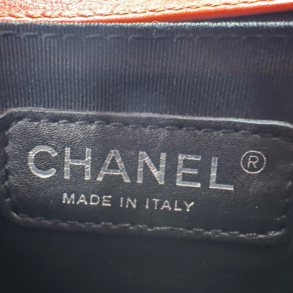 Chanel Patent Calfskin Quilted Medium Plexiglass Boy Flap Orange - Clairely Amazing