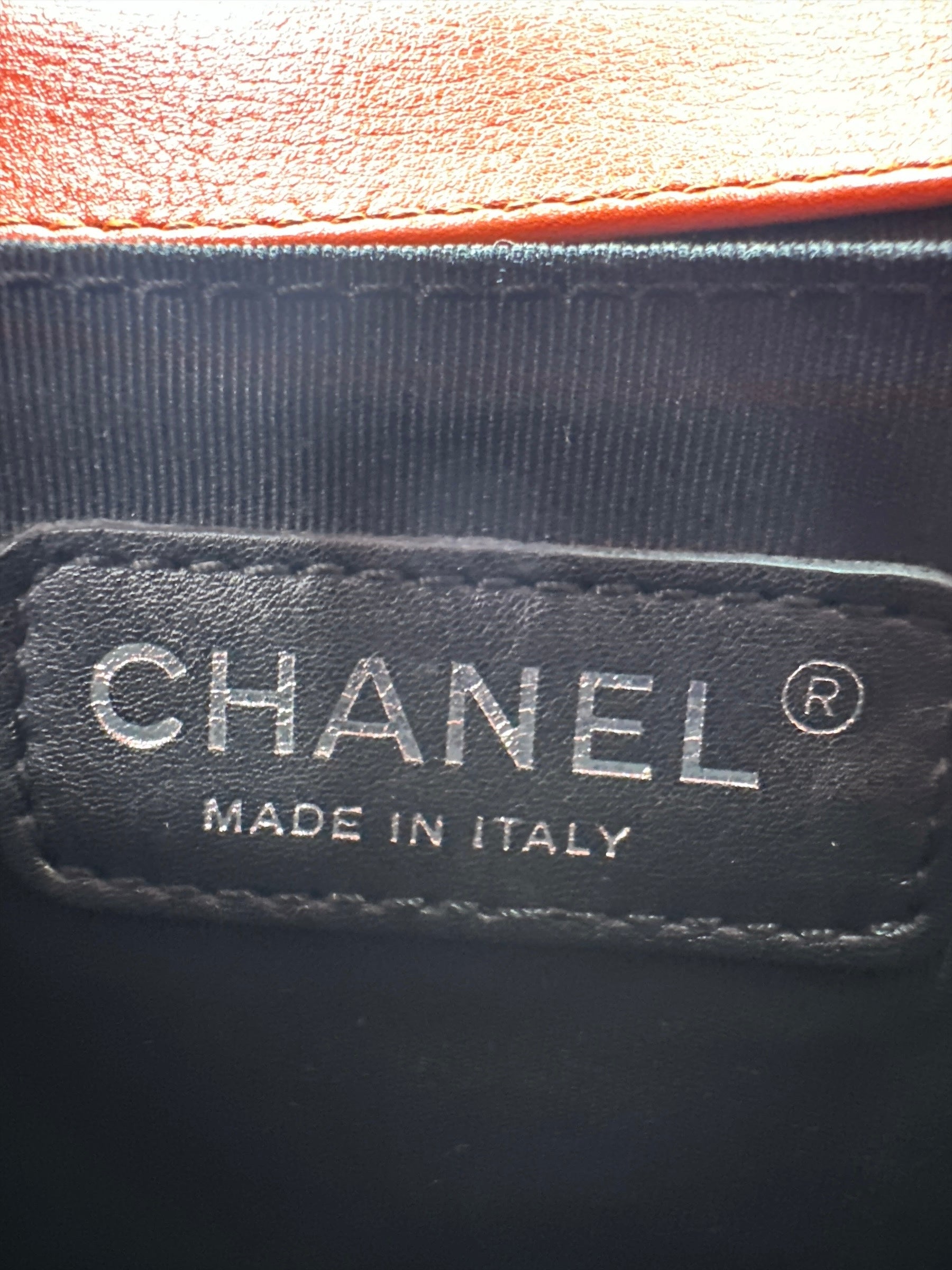 Chanel Patent Calfskin Quilted Medium Plexiglass Boy Flap Orange - Clairely Amazing