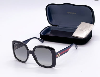 Gucci Women's Black-Blue/Grey Gradient Lenses Sunglasses - Clairely Amazing