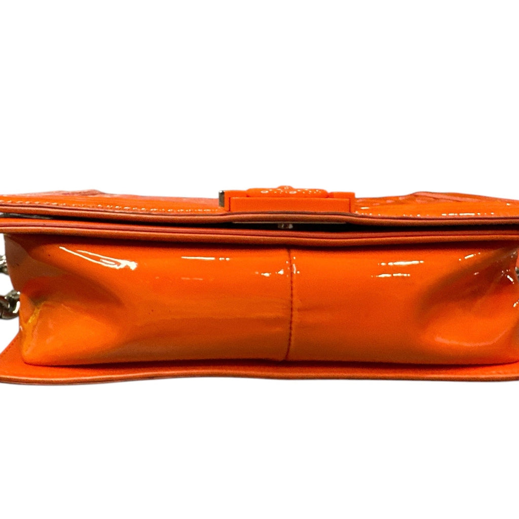Chanel Patent Calfskin Quilted Medium Plexiglass Boy Flap Orange - Clairely Amazing