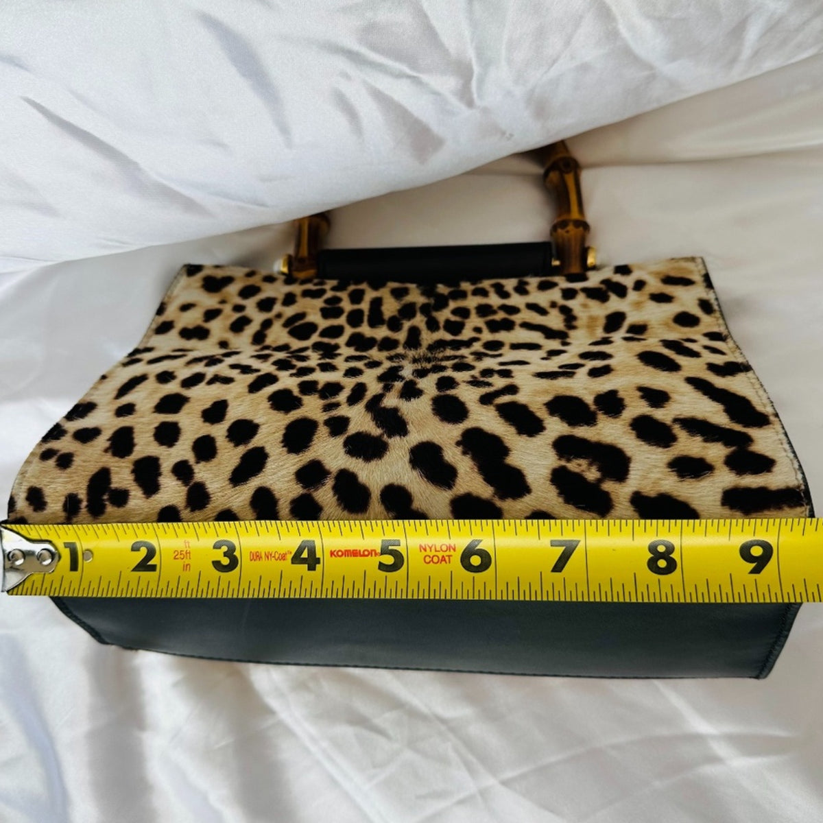 Authentic Gucci Nymphaea Leopard Calf Hair
Bag w/Bamboo Pearl Handles - Clairely Amazing