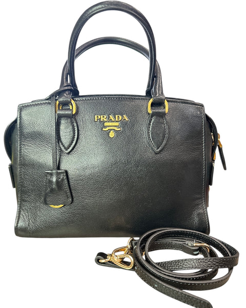 Prada Black Saffiano Leather Small Top Handle Crossbody Bag - Clairely Amazing