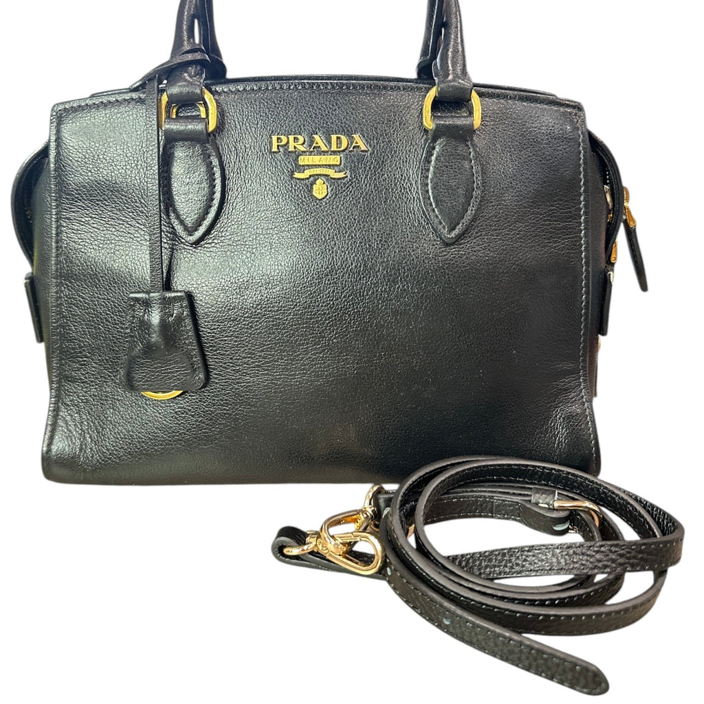 Prada Black Saffiano Leather Small Top Handle Crossbody Bag - Clairely Amazing
