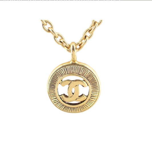 Chanel Sunburst Cutout CC Necklace Gold - Clairely Amazing