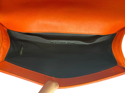 Chanel Patent Calfskin Quilted Medium Plexiglass Boy Flap Orange - Clairely Amazing