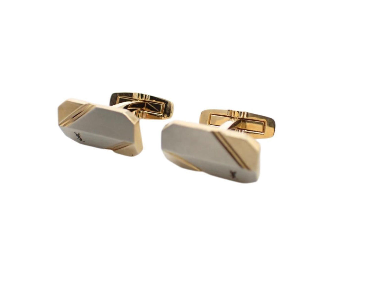 Yves Saint Laurent Two-Tone Cufflinks & Tie Clip Dress Set - Clairely Amazing