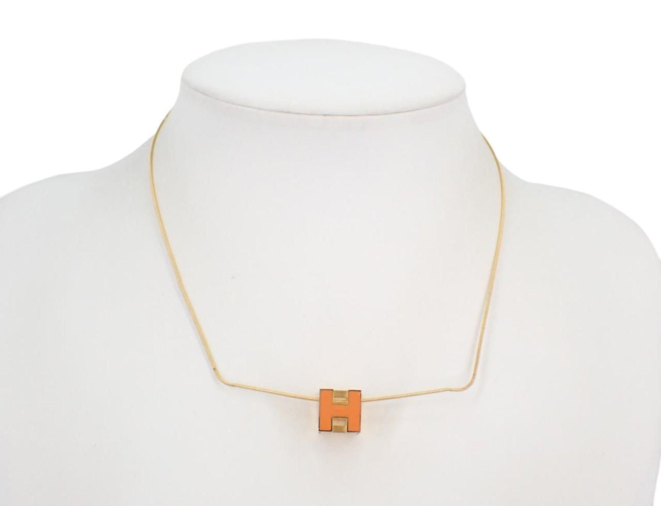 Hermes Gold Cage dH Cube Necklace Golden Orange - Clairely Amazing