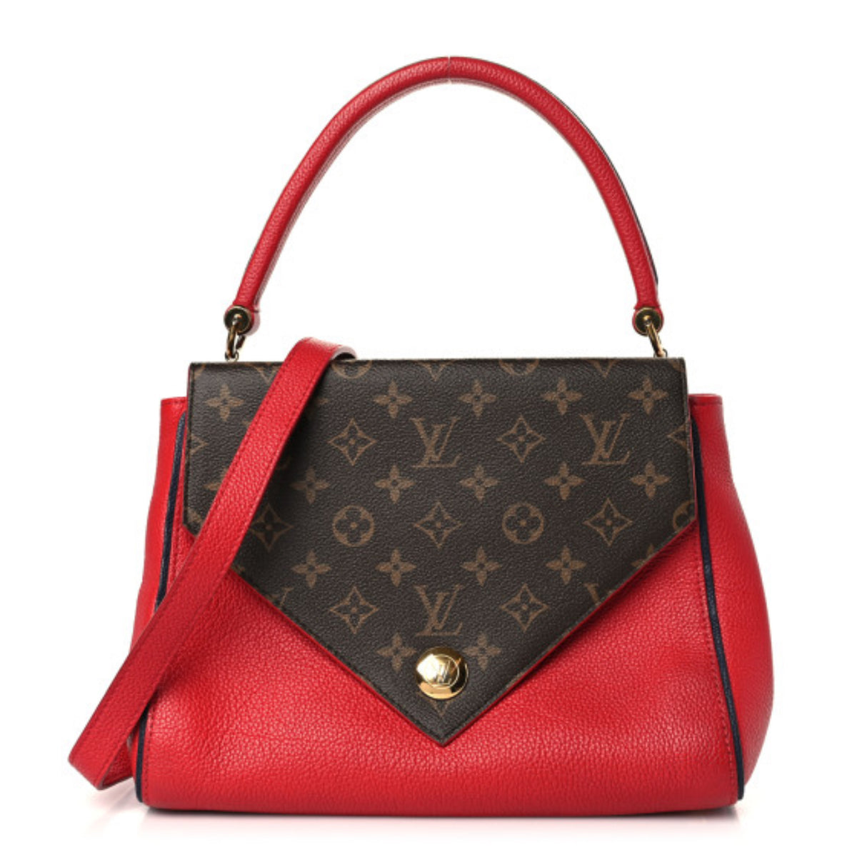 LOUIS VUITTON 
Grained Calfskin Monogram Double V Rubis - Clairely Amazing