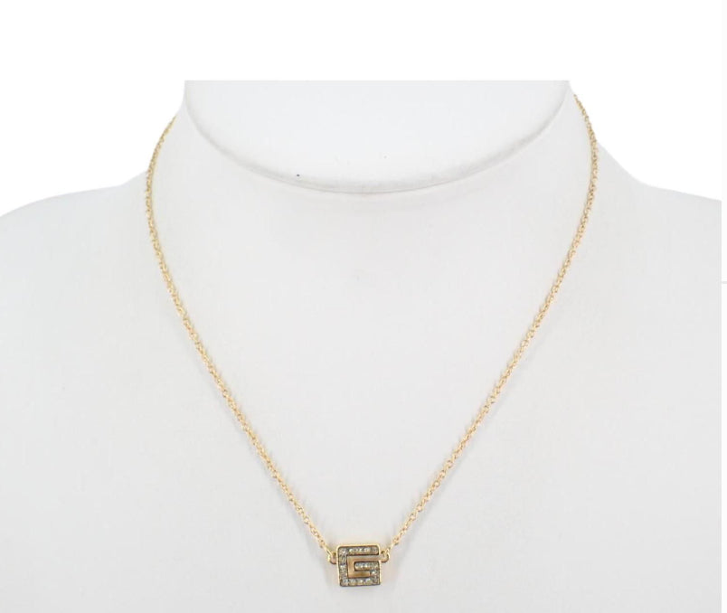 Givenchy Vintage Crystal G Pendant Necklace - Clairely Amazing