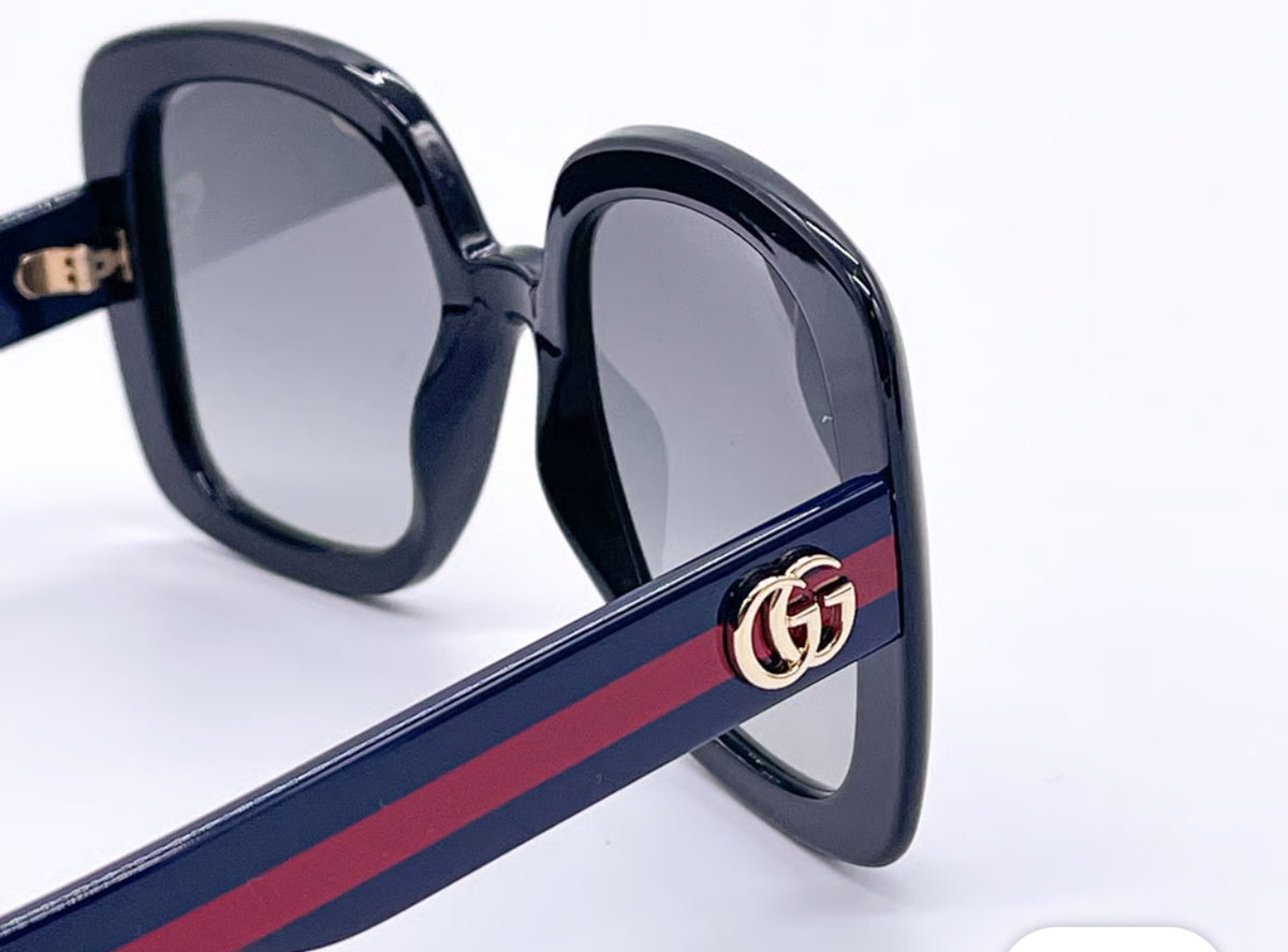 Gucci Women's Black-Blue/Grey Gradient Lenses Sunglasses - Clairely Amazing