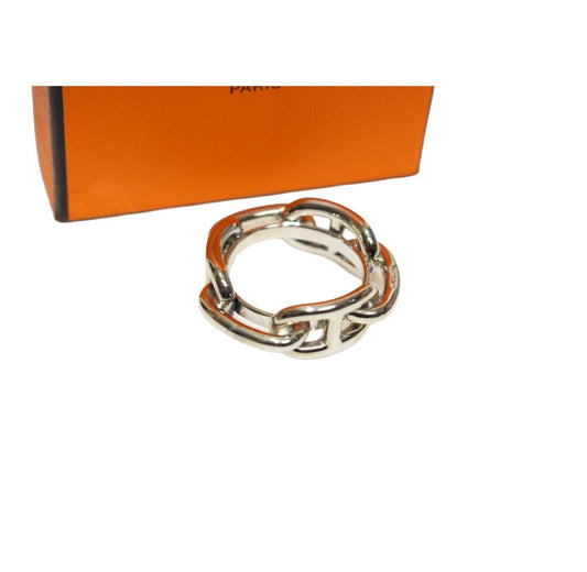 Hermes Metal Scarf Ring Silver Lugate Shane Dunkle - Clairely Amazing