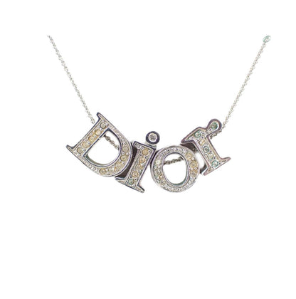 DIOR CRYSTAL LOOSE LETTERS NECKLACE SILVER - Clairely Amazing
