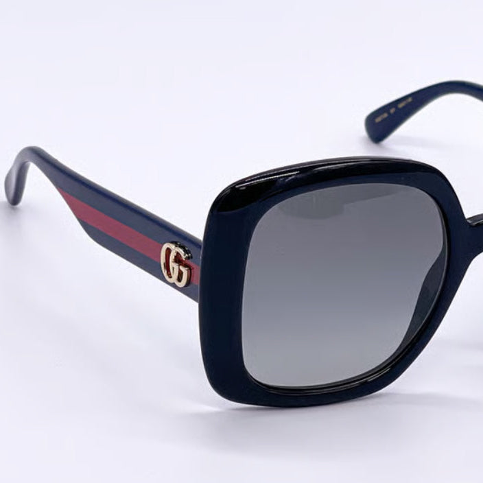 Gucci Women's Black-Blue/Grey Gradient Lenses Sunglasses - Clairely Amazing