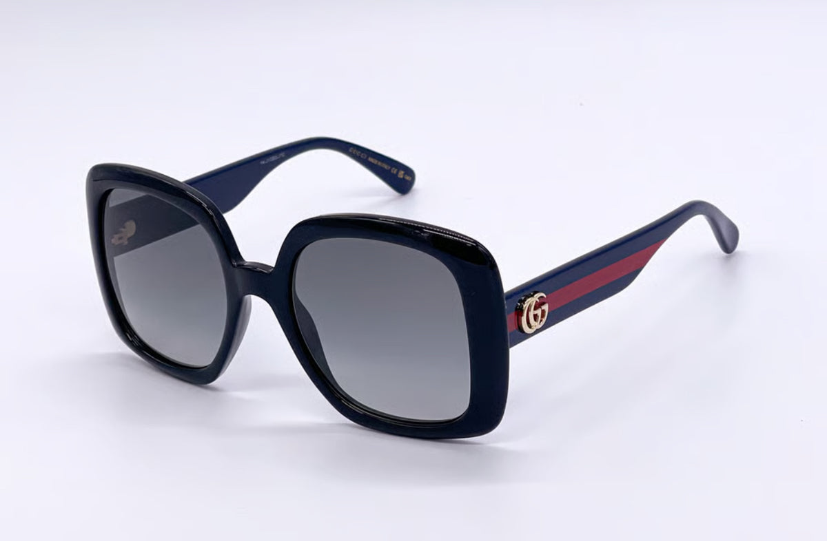 Gucci Women's Black-Blue/Grey Gradient Lenses Sunglasses - Clairely Amazing