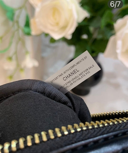 CHANEL Quilted Cosmetic Zip Pouch with Gold CC (GWP Exclusive)