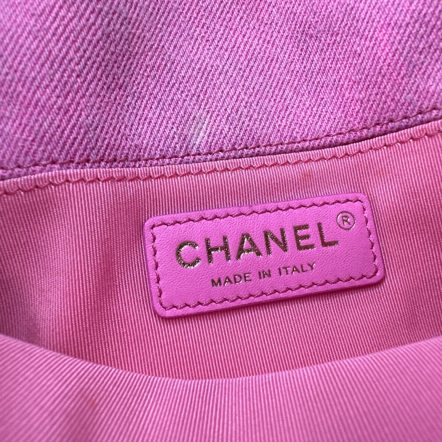 Chanel 21S Neon Pink Denim Small Messenger Bag - Clairely Amazing