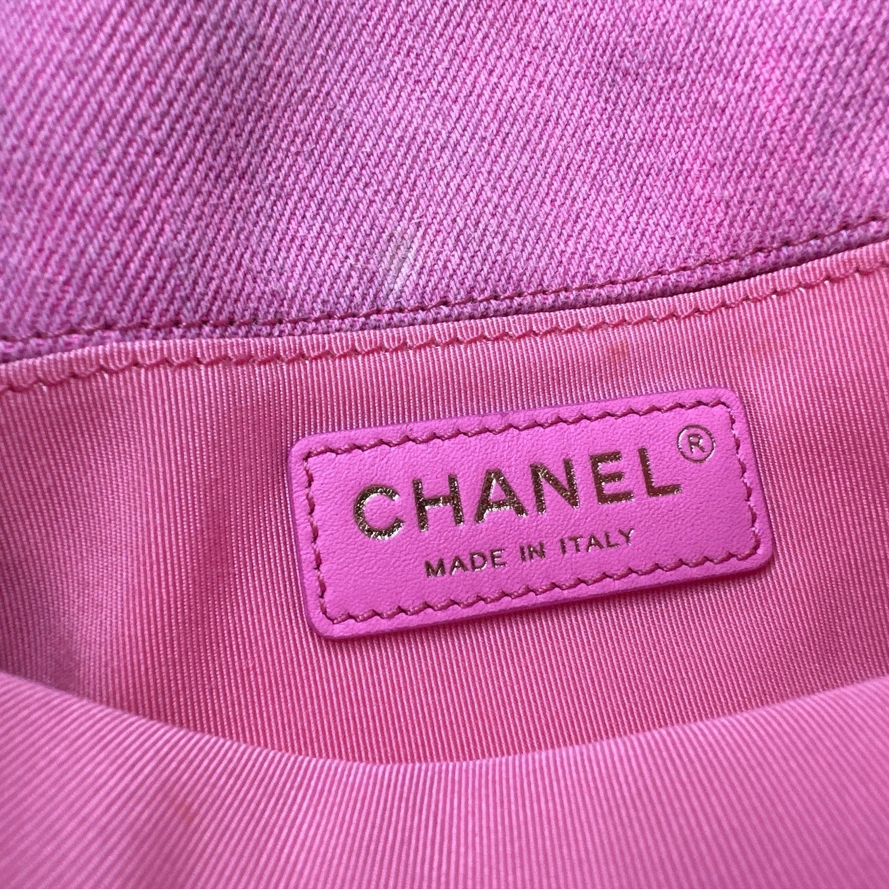 Chanel 21S Neon Pink Denim Small Messenger Bag - Clairely Amazing