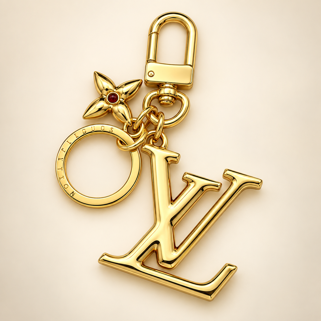 Polished Gold Monogram Fashion Keychain & Bag Charm