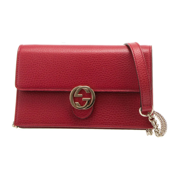 Gucci Red Leather Interlocking GG Crossbody - Clairely Amazing