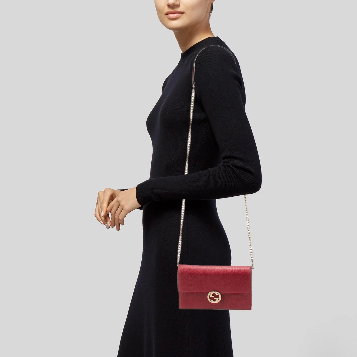 Gucci Red Leather Interlocking GG Crossbody - Clairely Amazing