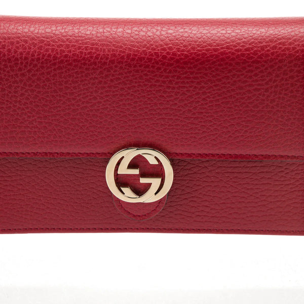 Gucci Red Leather Interlocking GG Crossbody - Clairely Amazing