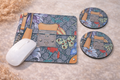 Floral Print Mouse Pad and Coasters Set
