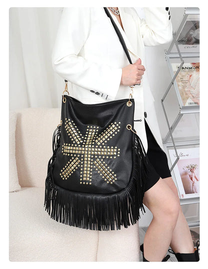 Women Rivet Crossbody Shoulder Bag