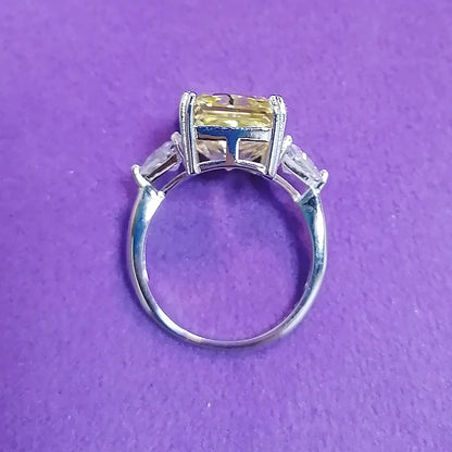 Sterling Silver Rectangle Zircon Ring