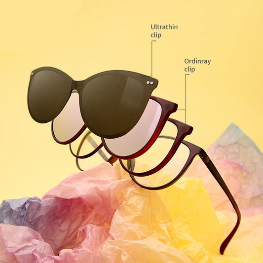 Retro Cat Eye Clip-On Polarized Sunglasses