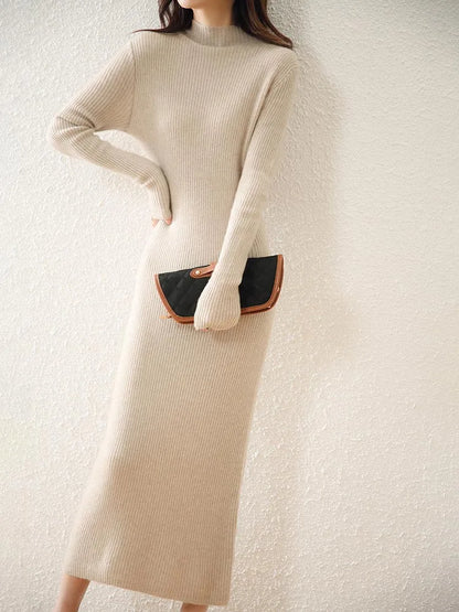 Merino Wool Knitted Sweater Dress