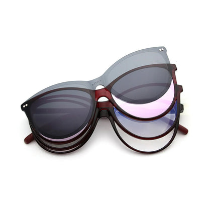 Retro Cat Eye Clip-On Polarized Sunglasses
