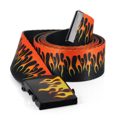 Flame print webbing belt