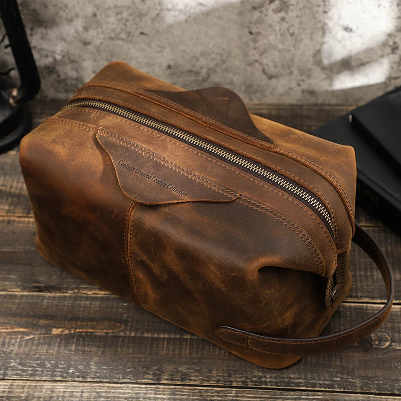 Men’s Leather Travel Toiletry Bag