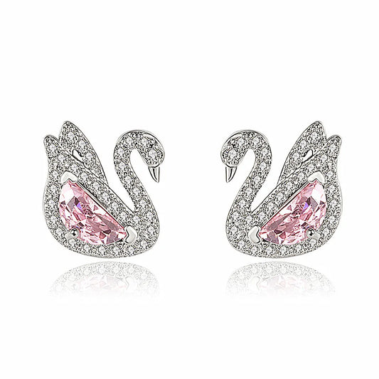Swan Pink Crystal Earrings