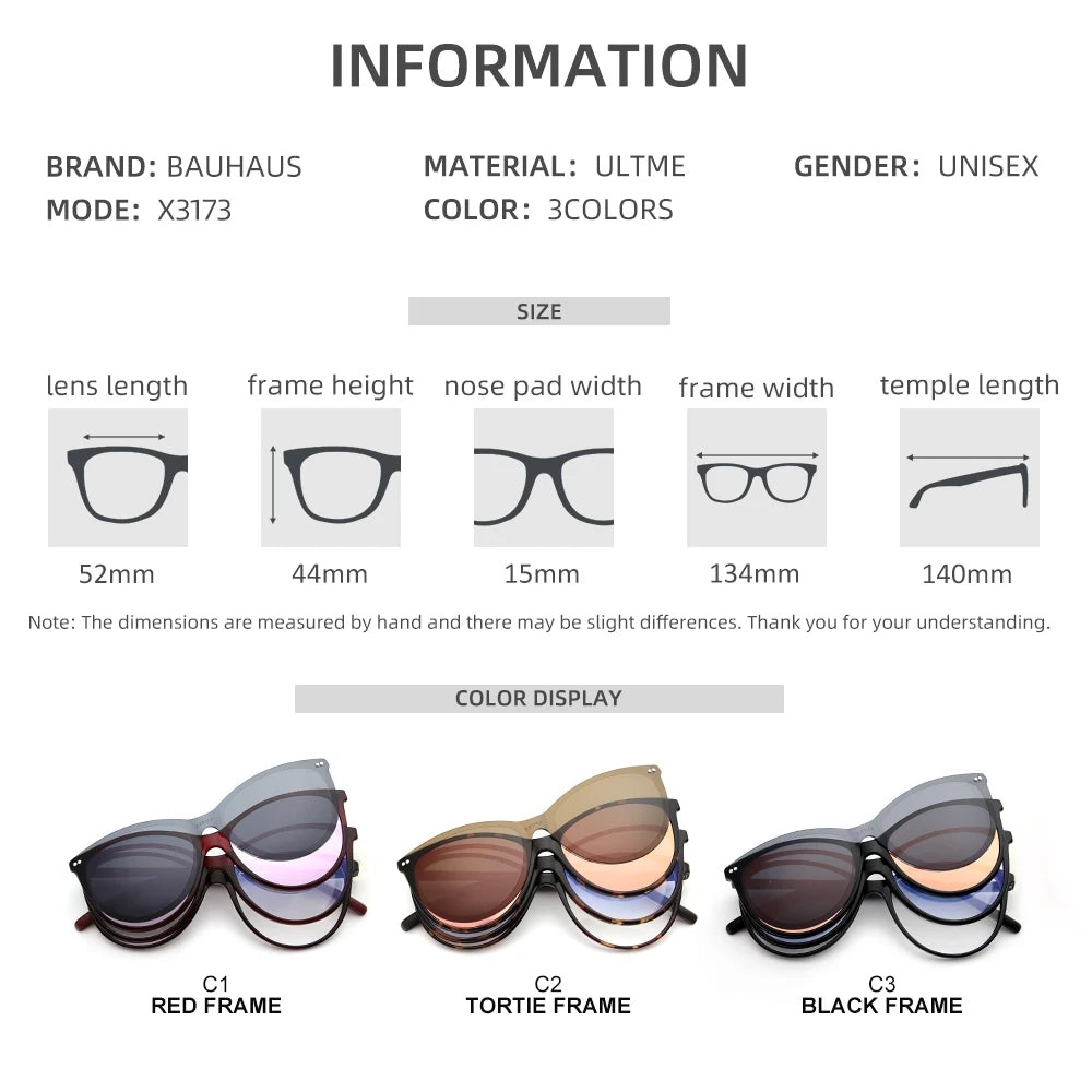 Retro Cat Eye Clip-On Polarized Sunglasses