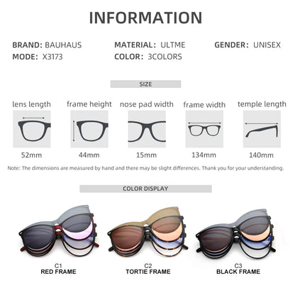 Retro Cat Eye Clip-On Polarized Sunglasses