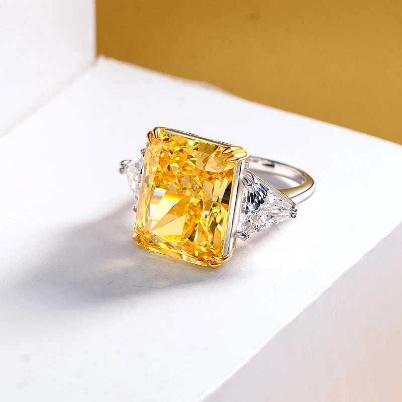 Sterling Silver Rectangle Zircon Ring